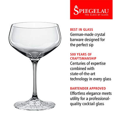 Spiegelau Perfect Coupette Glasses, Crystal Clear Cocktail Glasses, Elegant Glassware for Wedding Gifts, Anniversary, Housewarming, Home Bar, Hosting Essentials, 8.3 oz, Set of 4 - style: Coupette Glasses