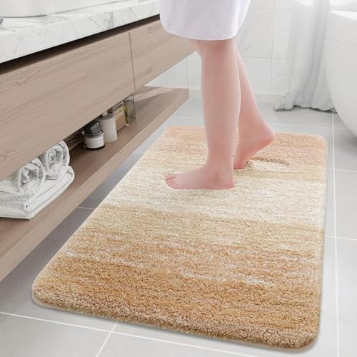 Arotive Microfiber Bathroom Rugs, Shaggy Soft Absorbent Bath Rug, 36x24 | Beige, Rubber Backing Thick Plush Machine Washable Dry Bath Mats for Bathroom, Tub and Shower, Rectangular - color: Beige, size: 36" X 24"