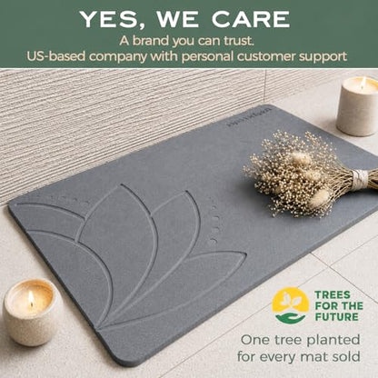 Stone Bath Mat - Diatomaceous Earth, Quick Dry - East Lotus | Non-Slip, Stone Bath Mats for Bathroom, Bath Stone, Diatomite, 23.6"x15.4", Luxury Bath Mat - color: East Lotus