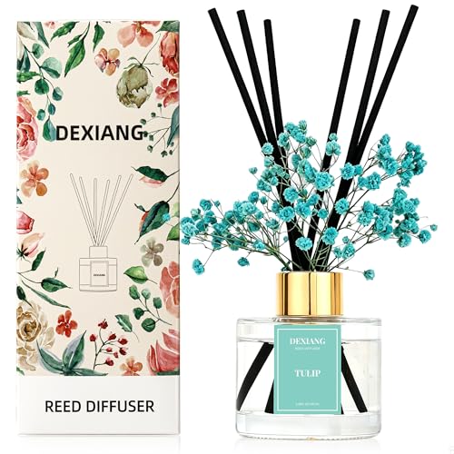 Reed Diffuser Set, Tulip 3.38 fl oz Oil Diffuser Home Fragrance Bathroom Decor - color: Transparency