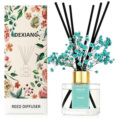 Reed Diffuser Set, Tulip 3.38 fl oz Oil Diffuser Home Fragrance Bathroom Decor - color: Transparency