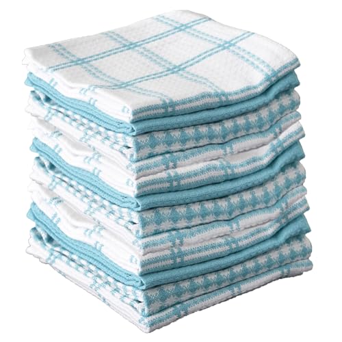 T-Fal Premium Waffle Dish Cloths: Highly Absorbent, Super Soft Long Lasting - 100% Cotton, 12"x13" Towel for Cleaning & Drying, (12-Pack), Breeze - color: Breeze, size: 12-Pack