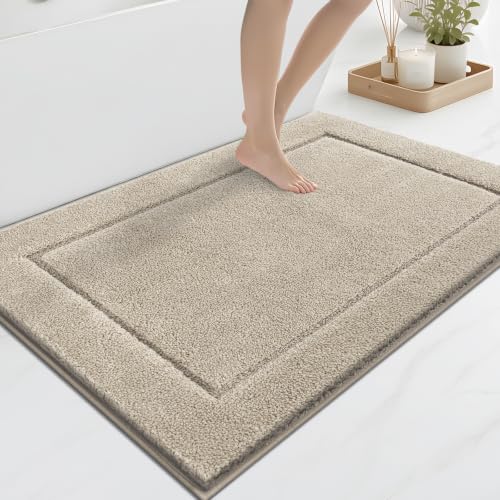 anllugs Bathroom Rugs, Non-Slip Bath Rugs, 30" x 46", Beige | Extra Soft, Super Absorbent, Machine Washable, Quick Dry, Bath Mats for Shower and Bathtub, TPR Backing, Runner Rugs - color: Beige, size: 30" X 46"
