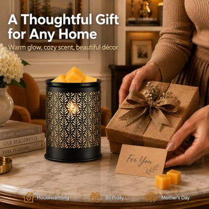 Metal Wax Melt Warmer Electric Candle Fragrance Burner | Oil Burner 2 in 1，Gifts for Women，Mother's Day，for Home Office Bedroom，Foliage Decorations - style: foliage