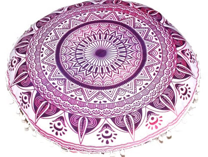 INDIAN CRAFT CASTLE Meditation Floor Pillow Cover, Large Pillows Cover Seating for Adults and Kids, Bohemian Cushion Cover for Fireplace Yoga Living Room Sitting 22 Inches (Pink) - color: Pink