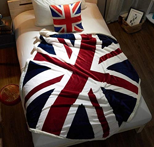 Flannel Sherpa Throw 60'' x 50'' Union Jack Fleece Blanket Soft Comfy Flannel Blanket Throws for Bed/Couch/Sofa/Office/Camping - color: B-union Jack, size: 50''x60''