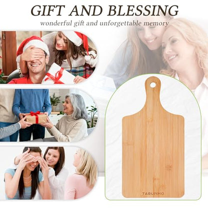 Bamboo Cutting Board Set of 3 with Handle, Wooden Cutting Boards for Kitchen, Bamboo Chopping Board Set for Meat, Vegetables, Fruit and Bread