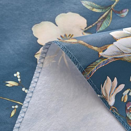 Pioggia Vinyl Tablecloth with Flannel Backing - Waterproof, Oil-Proof, Easy to Clean -Plastic Table Cloth - Perfect for Dining Tables, Kitchen Tables, Parties (Blue Flower, 54×72 Inch Rectangular) - color: Blue Flower, size: 72" x 54" (Rectangular)