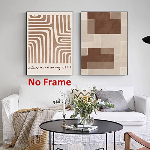Brown & Beige Canvas Wall Art - Modern Abstract Geometric Shapes Poster for Living Room - 16x24in - color: Abstract Geometric Shapes Poster