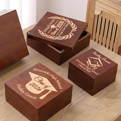 Personalized Graduation Keepsake Box for Him Her, Custom Graduation Gifts | Wooden Memory Box, Grauation Gift Box, Wood Box for Jewelry, Mementos & Photos Storage, Customize Grad Year, Name & Message - size: 5.9"L x 5.9"W x 3.9"H, style: Graduation