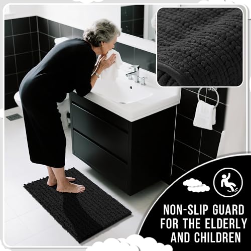 Yimobra Chenille Bath Mat – Non-Slip, Ultra Soft & Extra Thick Absorbent, Machine Washable, Quick Dry for Bathroom Floor, Tub, and Shower