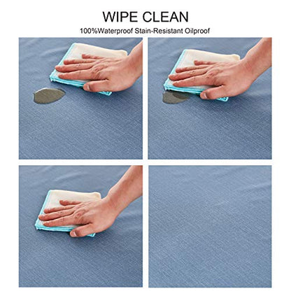 NLMUVW 48 Inch Square Vinyl Tablecloth, Heavy Duty PVC Table Cloth Small Table Cover Waterproof Wipde Clean for Kitchen Dining Picnic, Blue, 48 x 48 inch - color: Blue, size: 48" x 48" (Square)