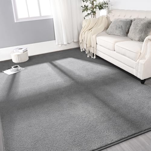 Gifeas Large Modern Area Rugs for Living Room Bedroom, 4x6 Feet Grey | Thickened Memory Foam Indoor Solid Minimalist Carpet, Non-Slip Furry Comfy Rug for Kid Boy Girl Nursery Dorm Room Home Decor - color: Grey, size: 4' X 6' (Rectangular)