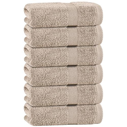 White Classic Taupe Hand Towels for Bathroom [6 Pack] Cotton Hand Towel Bulk for Gym, Kitchen and Spa, 16x27 Inches Soft Highly Absorbent Quick Dry Terry Salon Towels - color: Taupe, size: Hand Towels 6-Pack