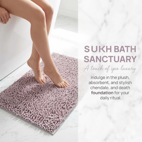 TOYANDONA Non Slip Chenille Bath Mat for Bathroom with Water Absorbent and Exceptional Softness, Stylish Design, Machine Washable, 35.43x23.62in, for Vacation Properties and Vanities