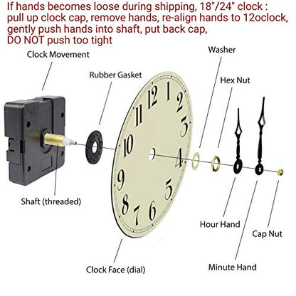 Oldtown Farmhouse Metal & Solid Wood Noiseless Wall Clock (Wood, 24-inch) - color: Wood, size: 24-inch
