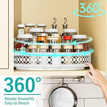 Ovicar Lazy Susan Turntable Organizer - 13 inch Rotating Spice Rack Metal Lazy Susan for Cabinet Pantry Kitchen Countertop Dining Table Cupboard Bathroom Vanity Refrigerator White - color: 13 Inch White