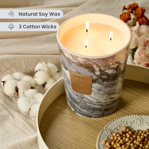 M&SENSE Extra Large Candle 35oz 150H EucalyptusMint Scented Candle, 3 Wick Highly Scented Jar Candle, XL Candles Gift for Stress Relief, Meditation, Yoga - color: EucalyptusMint, size: Large