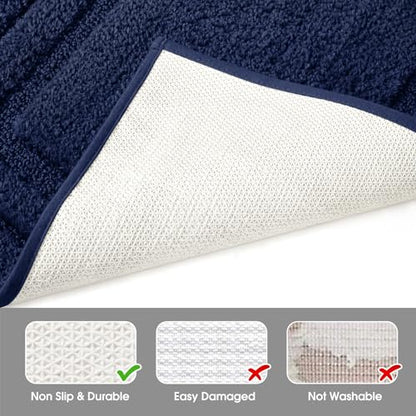 HOMEIDEAS Bathroom Rugs Sets 2 Piece, Super Soft and Absorbent Non Slip Microfiber U-Shaped Toilet Bath Mat Set (20"x32"+U20 x24, Navy Blue) - color: Loop- Navy Blue, size: 1'8" x 2'8" (20"x32"+U Shape 20"x24")