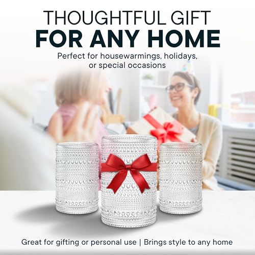 15 OZ Hobnail Drinking Glasses, Clear, Set of 12 | Genuine Glass | Set of 12 - color: Clear, size: 15 Oz