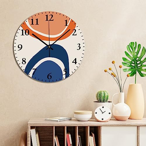 Abstract Geometry Wall Clock 10x10 Inch Farmhouse PVC Wall Clocks Battery Operated Silent Modern Wall Hanging Round PVC Clock for Kitchen Classroom Office - color: Style-8, size: 10x10in（black）