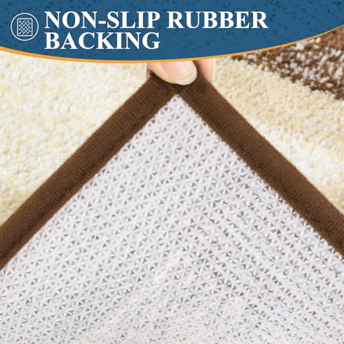 Bsmathom Bathroom Rug Sets 3 Piece, Non Slip Washable Bath Mats, Dark Coffee - color: Dark Coffee, size: 18"x26"+18"x48"+U Shape 20"x24"