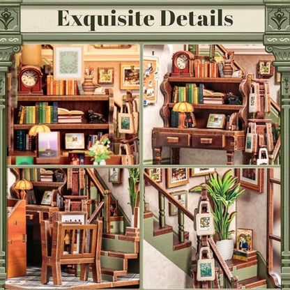 Book Nook Kit – DIY Miniature House Gallery Bookstore | Booknook Bookshop 3D Wooden Puzzles for Adults Bookshelf Building Kit Gifts for Women Book Lovers - style: Gallery Bookstore