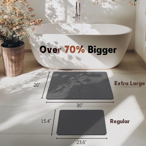 30 * 20 Stone Bath Mat Extra Large Diatomaceous Earth Non-Slip Shower Mat Quick Drying Diatomite Bath Stone Mats for Bathroom - color: Grey Wave-32*20