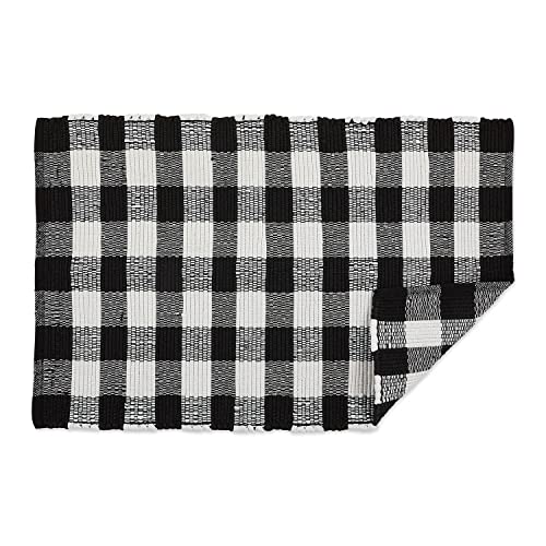 DII Buffalo Check Rug Collection, Hand Dyed Reversible Chindi Rug, 26x40, Black - color: Black, size: 2'2" x 3'4" (Rectangular)