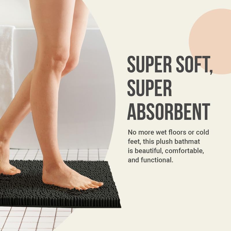 2pc Non-Slip Shaggy Bathroom Mat Set, Includes 24 x 17 Inches and 34 x 21 Inches Bathmat, White - color: White, size: 34'' x 21'' and 24'' x 17'' (Set)