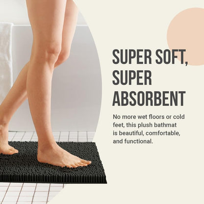 2pc Non-Slip Shaggy Bathroom Mat Set, Includes 24 x 17 Inches and 34 x 21 Inches Bathmat, White - color: White, size: 34'' x 21'' and 24'' x 17'' (Set)