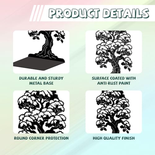 5.3"x4.3"x7.9" Metal Bookends, Heavy Duty Book Ends for Shelves | Big Tree Theme Cast Iron Book Supports, 1 Pair Decor Stoppers for Desk, Library, Office & Home Shelves - style: Big Tree