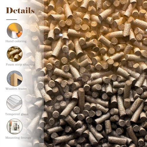 BrightA Creative Polymer Strip Wall Art, Natural Tones, 27.5"x39.4" | Collage and Superimposition, Adds Artistic Layers to Space - color: Light yellow + Dark brown + natural wood tone, size: 27.5"x39.4"