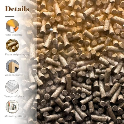 BrightA Creative Polymer Strip Wall Art, Natural Tones, 27.5"x39.4" | Collage and Superimposition, Adds Artistic Layers to Space - color: Light yellow + Dark brown + natural wood tone, size: 27.5"x39.4"