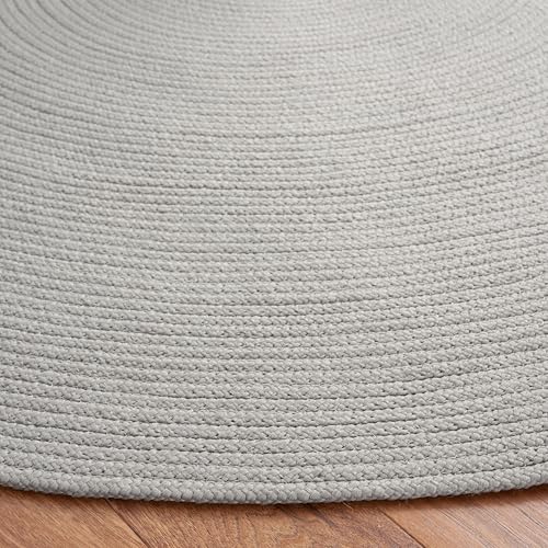 SAFAVIEH Braided Collection Area Rug - 4' Round, Grey, Handmade Country Farmhouse, Ideal for High Traffic Areas in Living Room, Bedroom (BRD402F) - color: Grey, size: 4' (Round)