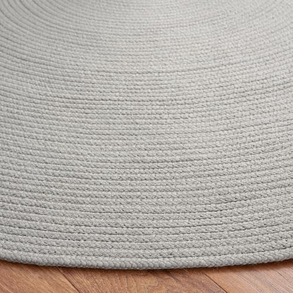 SAFAVIEH Braided Collection Area Rug - 4' Round, Grey, Handmade Country Farmhouse, Ideal for High Traffic Areas in Living Room, Bedroom (BRD402F) - color: Grey, size: 4' (Round)