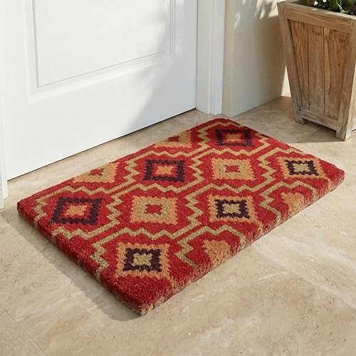Fab Habitat Vintage Extra Thick Doormat - Handwoven, Durable - Natural Coir - Entryway, Front Door, Porch, Patio - Lhasa Kilim Multicolor (18" x 30" Thick) - color: Lhasa Kilim, size: Large (18 x 30 inch) - Extra Thick