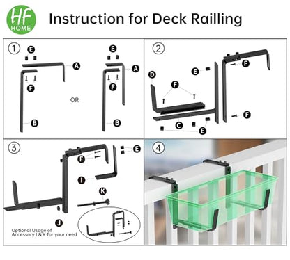 HFHOME 6PCS Adjustable Planter Box Brackets, Brackets for Window Boxes Planters Hanging Flower Box Holders, Wall Mount Holder for Windowsills, Garden, Fences, and Balcony - Black (Patent Registered) - size: Set of 6 - Black