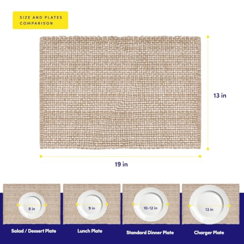 Sweet Home Collection 100% Cotton Placemats for Dining Room Rectangle Two Tone Woven Fabric 13" x 19" Soft Durable Table Mat Set, Set of 6, Taupe - color: Taupe, size: Rectangle 13" x 19"