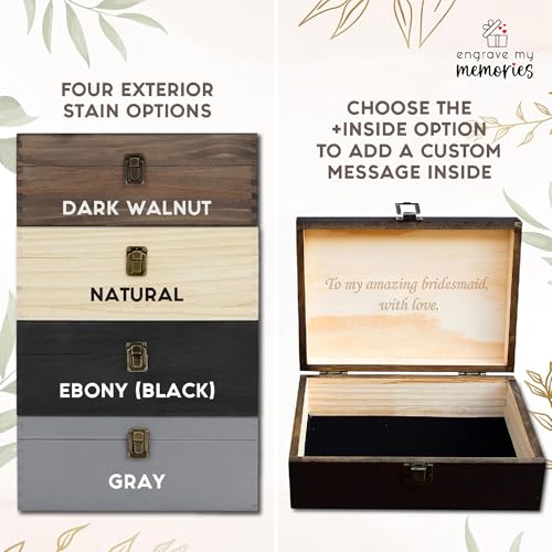 Personalized Monogrammed Wooden Keepsake Box – Custom Engraved Memory Box with Initials | Rustic Storage Chest for Photos & Mementos | Mother’s Day Gift for Mom, Grandma & Women - style: 3. Monogram Designs
