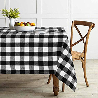 ShinyBeauty Checked Tablecloth Rectangle 54x80-Inch Black and White Buffalo Plaid Tablecloth Washable Check Table Cover Gingham Tablecloths for Dining Room Rustic Table Linen Christmas - color: Black & White, size: 80" x 54" (Rectangular)