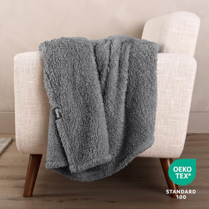 Bare Home Faux Shearling Blanket (King, Solid Grey) | Blanket for Bed, Sofa, Couch, Camping, Travel, and Gifts, Warm & Lightweight, Fluffy & Soft - color: 03 - Solid Grey, size: King