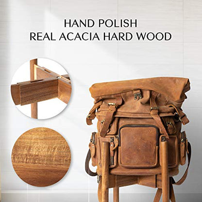 Adjustable Solid Acacia Wood Plant Stand for Indoor Plants, Fits 8-12" Pots | Furniture-grade solid acacia wooden plant stand with adjustable width to fit 8–12 inch pots - color: Hardwood