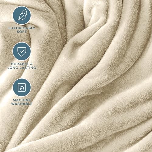 Bare Home Fleece Blanket Luxury Microplush (Full/Queen, Oyster) | Ultra-Soft Lightweight Blanket for Bed, Sofa, and Couch, Cozy & Warm Blanket - color: 20 - Oyster, size: Full/Queen