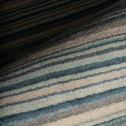 Dash & Albert Brindle Blue Striped Hand Loom Knotted Wool Rug, 5'x8' | Stripe Hand Loom Knotted Wool Rug, 5' X 8', Striped Pattern - color: Blue, size: 5' x 8' (Rectangular)