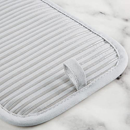 KITCHENAID Quilted Cotton Terry Cloth Oven Mitt, Pot Holder, Kitchen Towel 4-Pack Set, Heat Resistant, Silicone Grip, 16"x26", 7"x13" & 7"x10", Matte Grey - color: Matte Grey