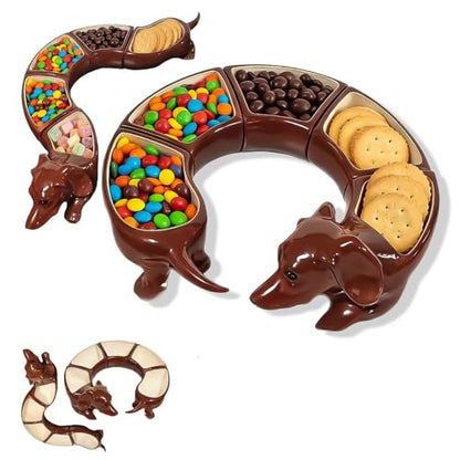 Retro five-piece dachshund plate set, five-compartment plate, divider tray set, suitable for holding snacks, cheese, nuts, and fruit, perfect for entertaining guests and party table decoration