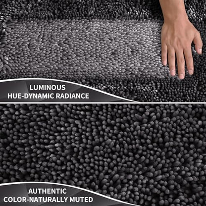 Yimobra Chenille Bathroom Rugs & Bath Tub Mat, Non Slip Extra Thick Soft Absorbent Bath Rug, Machine Washable Quick Dry Bath Mat for Bathroom Floor, Tub and Shower, Home Decor Accessories