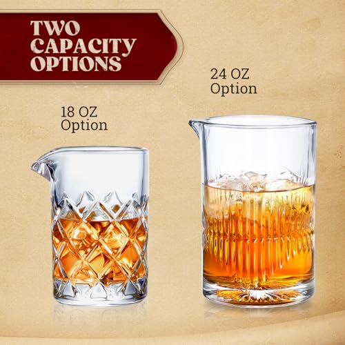 KITESSENSU Premium Cocktail Mixing Glass 23oz - Crystal Cocktail Mixer Bar Accessories to Mix & Stir - Heavy Duty Mixing Pitcher with Weighted Bottom - Classic Bar Tools Bartender Accessories - size: 23 Ounces