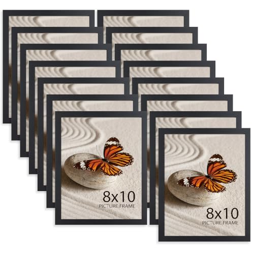 Memory Island 8x10 Photo Frames for Wall and Tabletop Display, 8 by 10 Black Picture Frames with HD Plexiglass, Set of 15 - color: Black, size: 8x10"